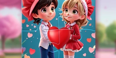 online ve ücretsiz Valentine Couple Jigsaw Puzzle oyna